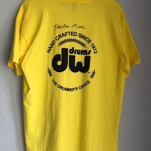 DW Drums Drum Workshop shirt sz XL yellow … signed by Stanton Moore